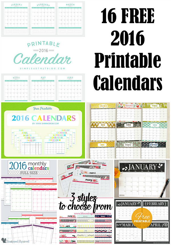 16 Free 2016 Printable Calendar
