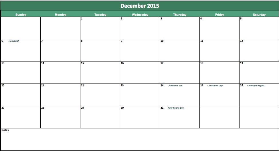 2015 Calendar Printable