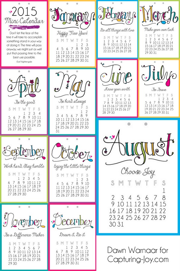 2015 Printable Mini Calendar