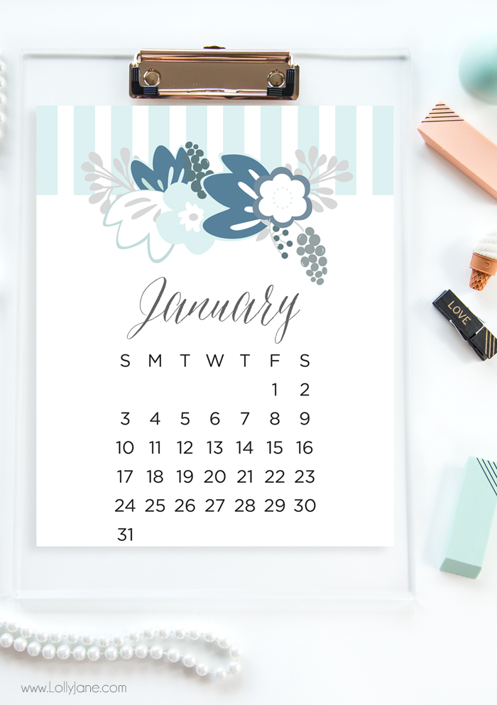 2016 Free Printable Calendars Â» Lolly Jane