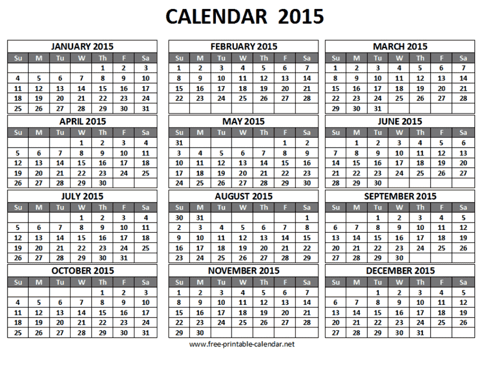 25 Printable New Year Calendars 2015