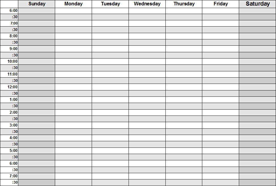 5 Best Images Of Printable Weekly Schedule With Hours