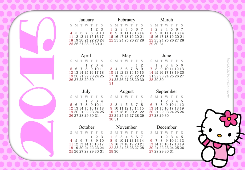7 Best Images Of Hello Kitty 2015 Calendar Printable