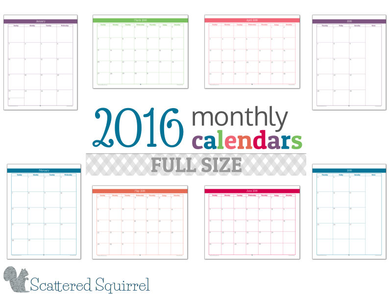 Best Photos Of Free Printable 2016 Monthly Calendar