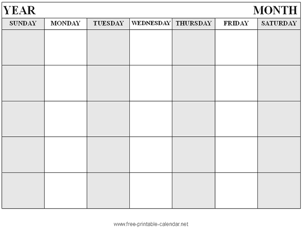 Blank Calendar 2013