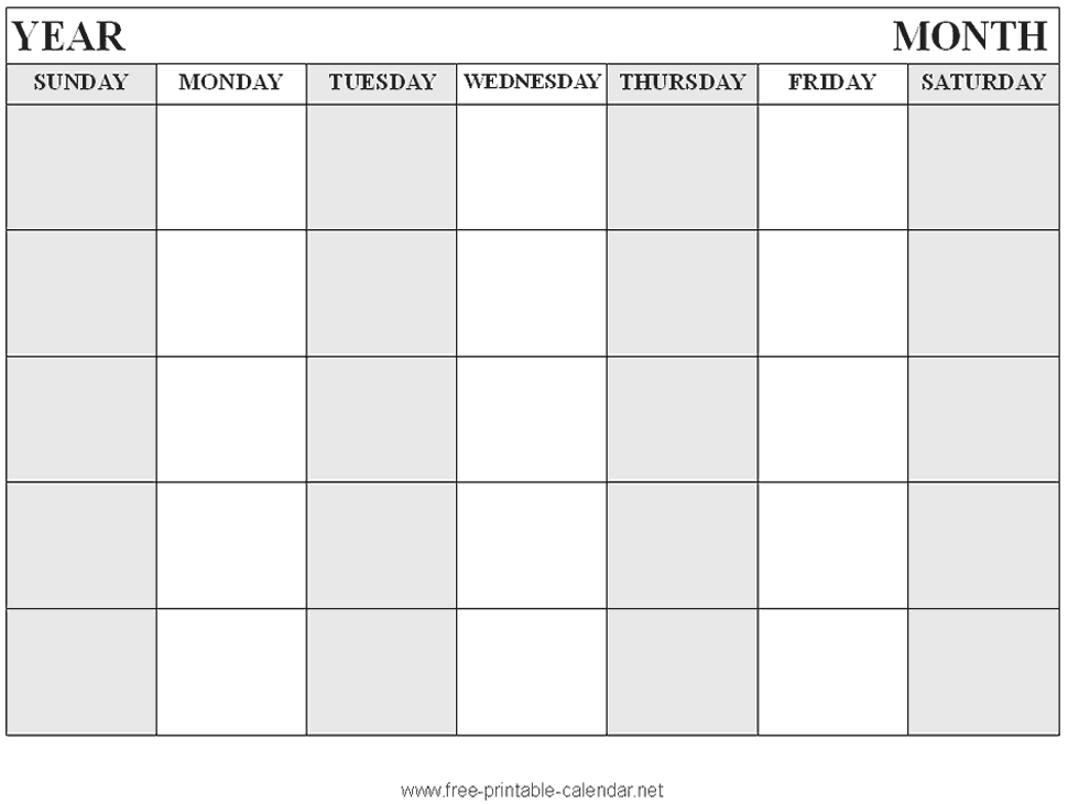 Blank School Calendar