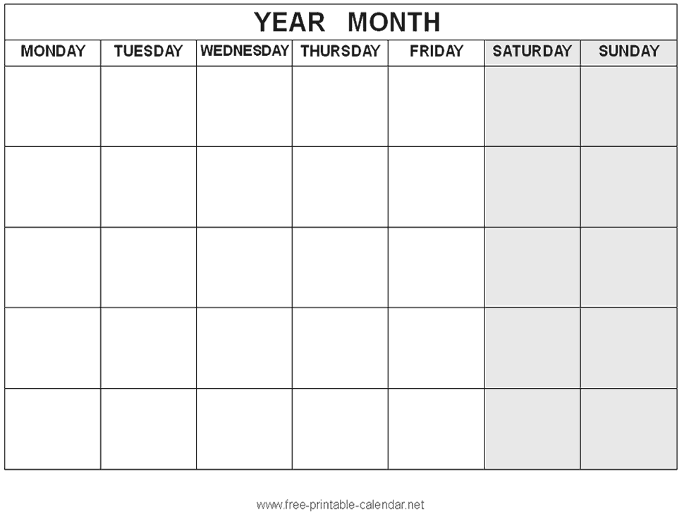 Blank Weekend Calendar