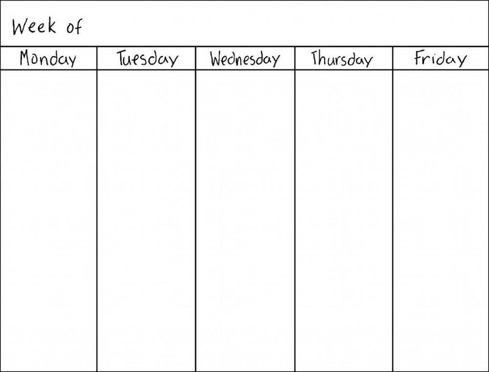 Blank Weekly Calendars Printable