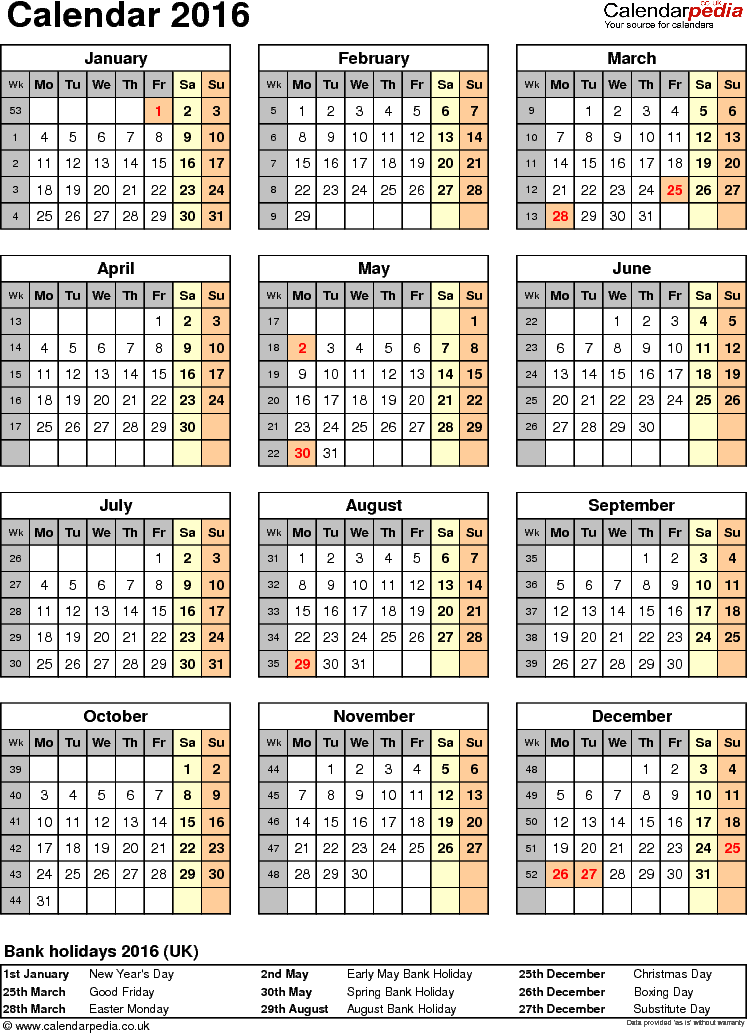 Calendar 2016 (uk)