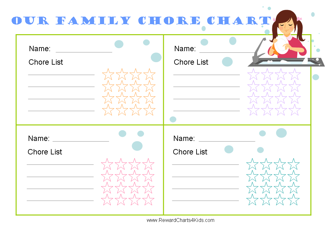 Chore Chart Calendar  Preschool Job Chart Clip Art  Teen Chore