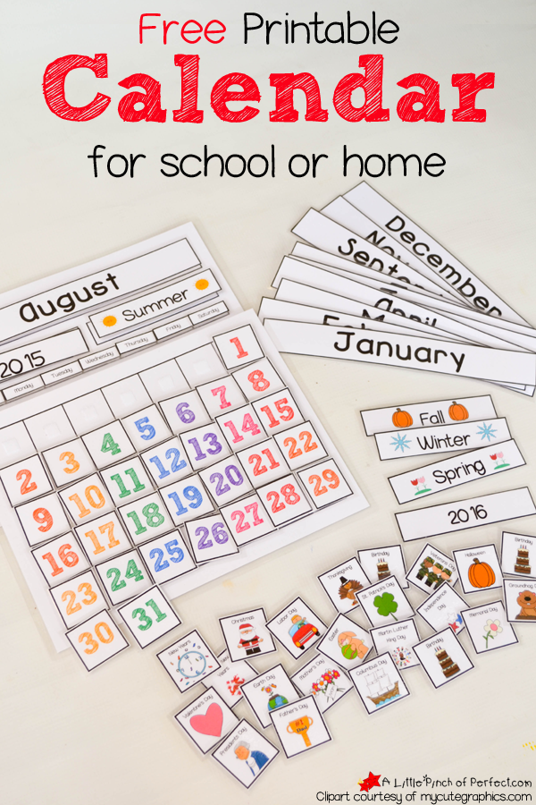 Cute Free Printable Calendar For Circle Time With Kids