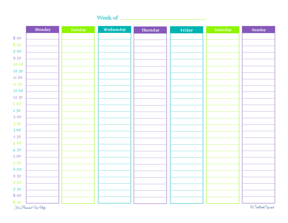 Day Planners Printable