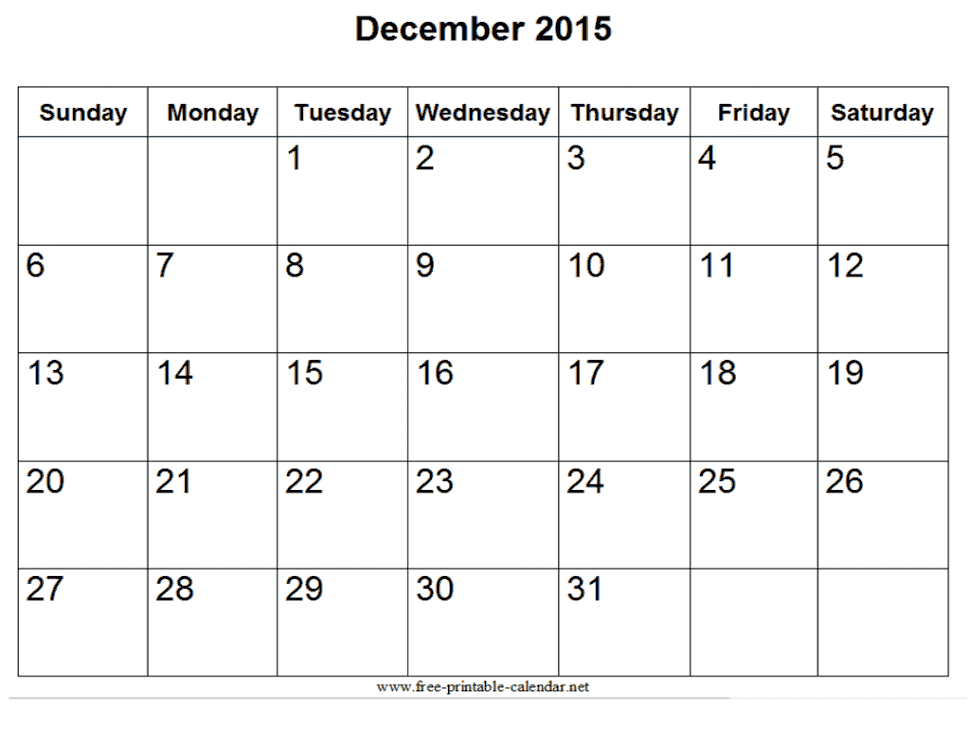 December 2015 Calendars