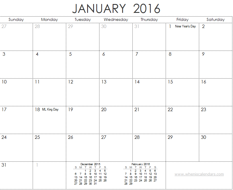 December 2015 January February 2016 Calendar Template