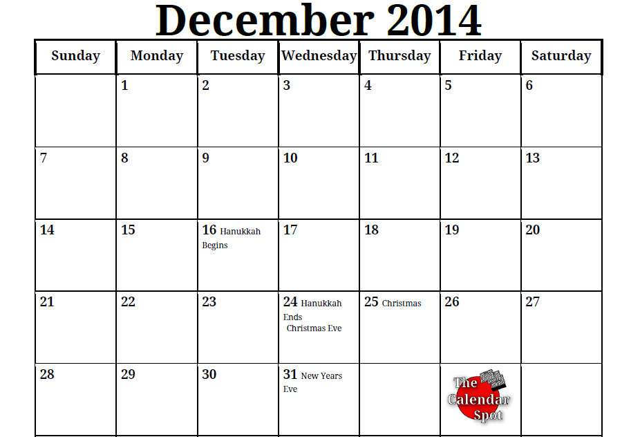 December Calendar 2014