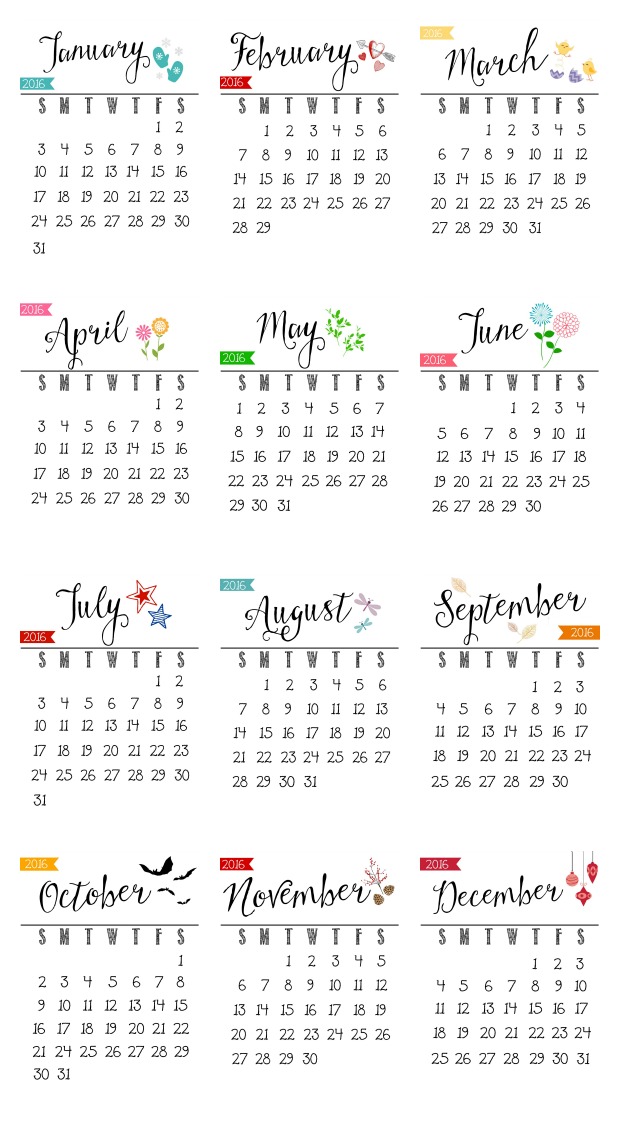 Free 2016 Printable Calendar