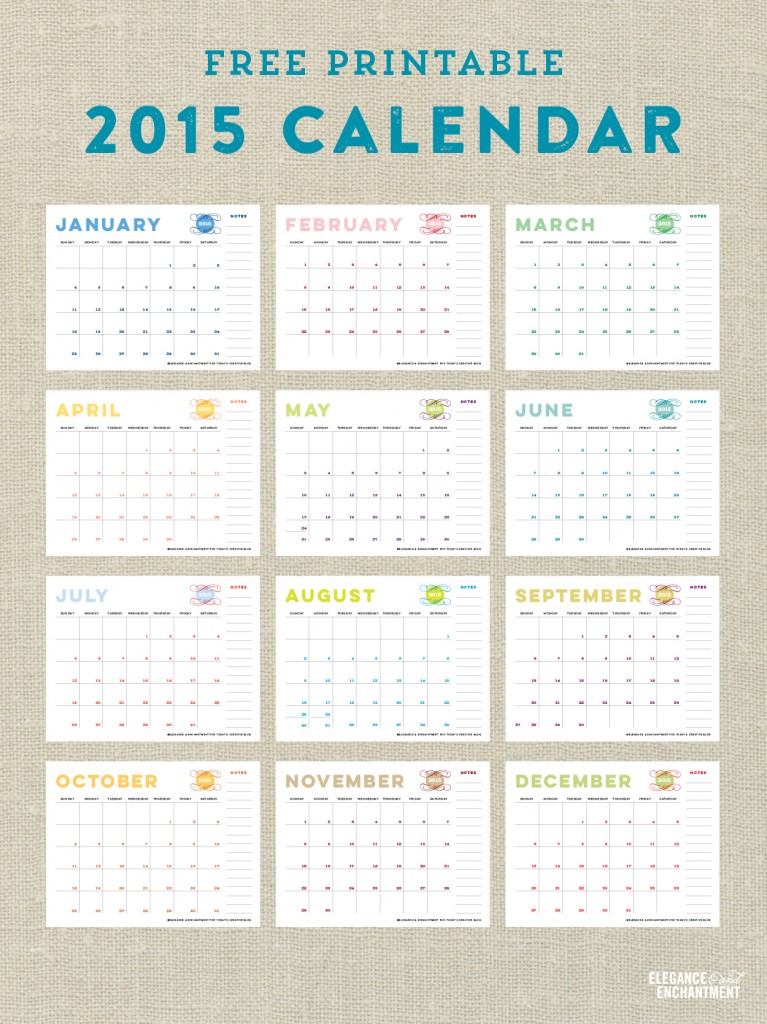 Free Printable 2015 Calendar