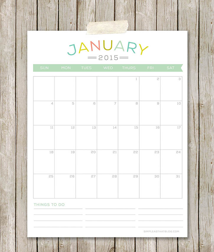 Free Printable 2015 Calendars