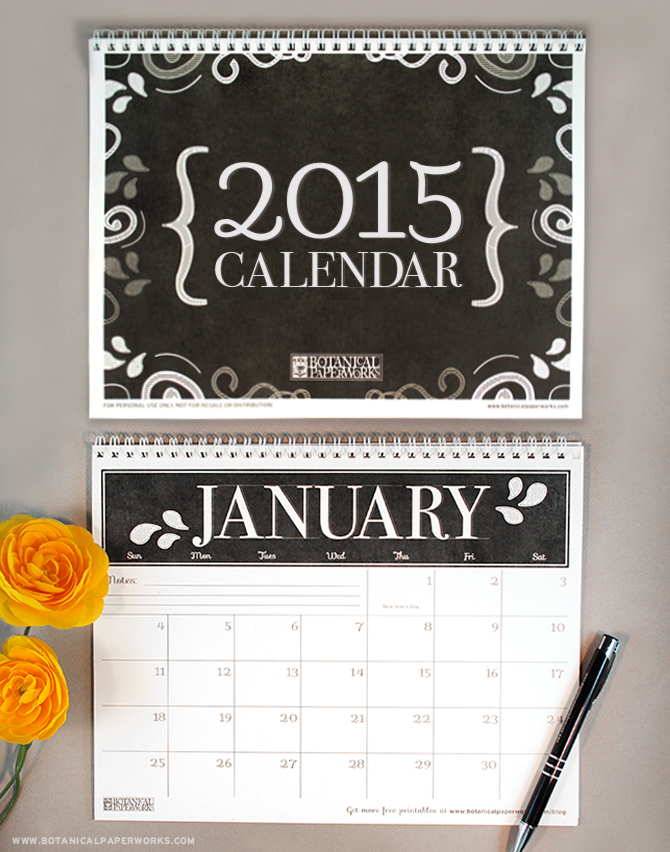 Free Printable} 2015 Monthly Calendar