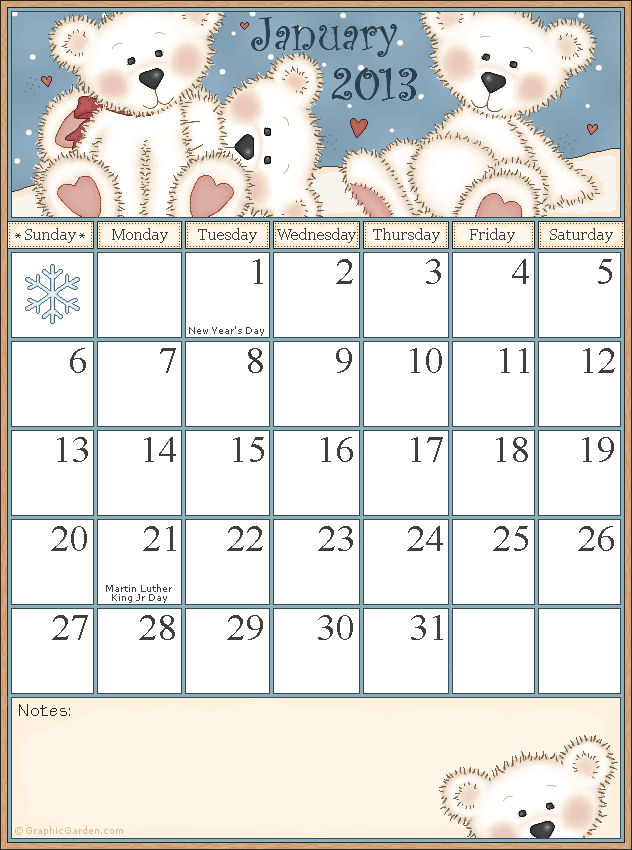 Free Printable Calendars 2013