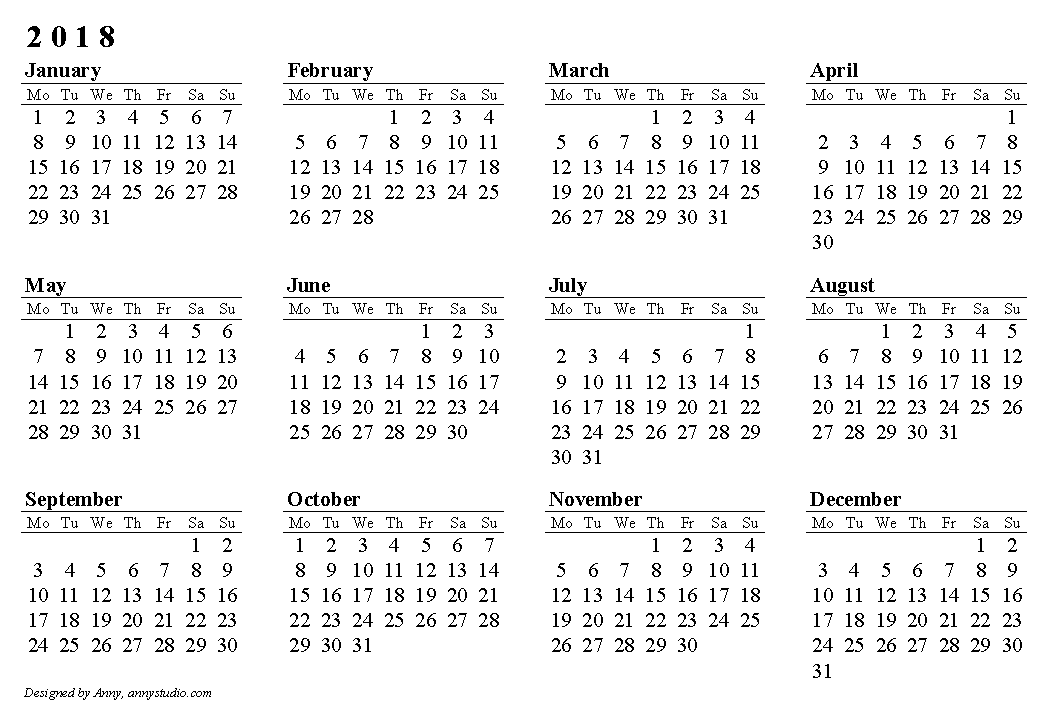 Free Printable Calendars And Planners 2017, 2018 And 2019