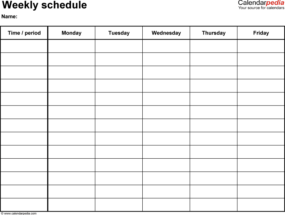 Free Weekly Schedule Templates For Word