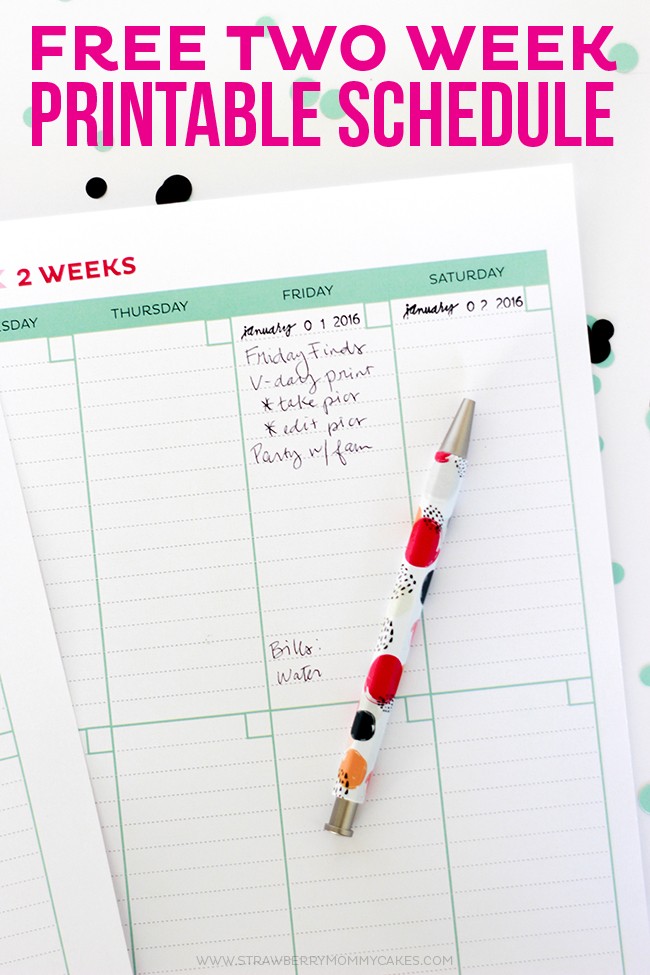 Get Organized With The 2 Week Printable Schedule