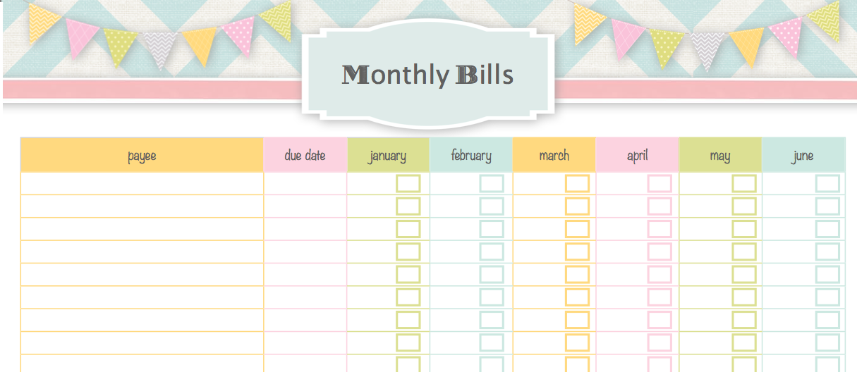 Monthly Bill Log Template