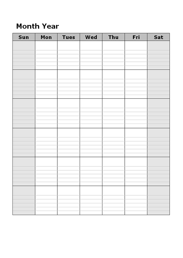 Monthly Blank Calendar In Designer Sea Shell