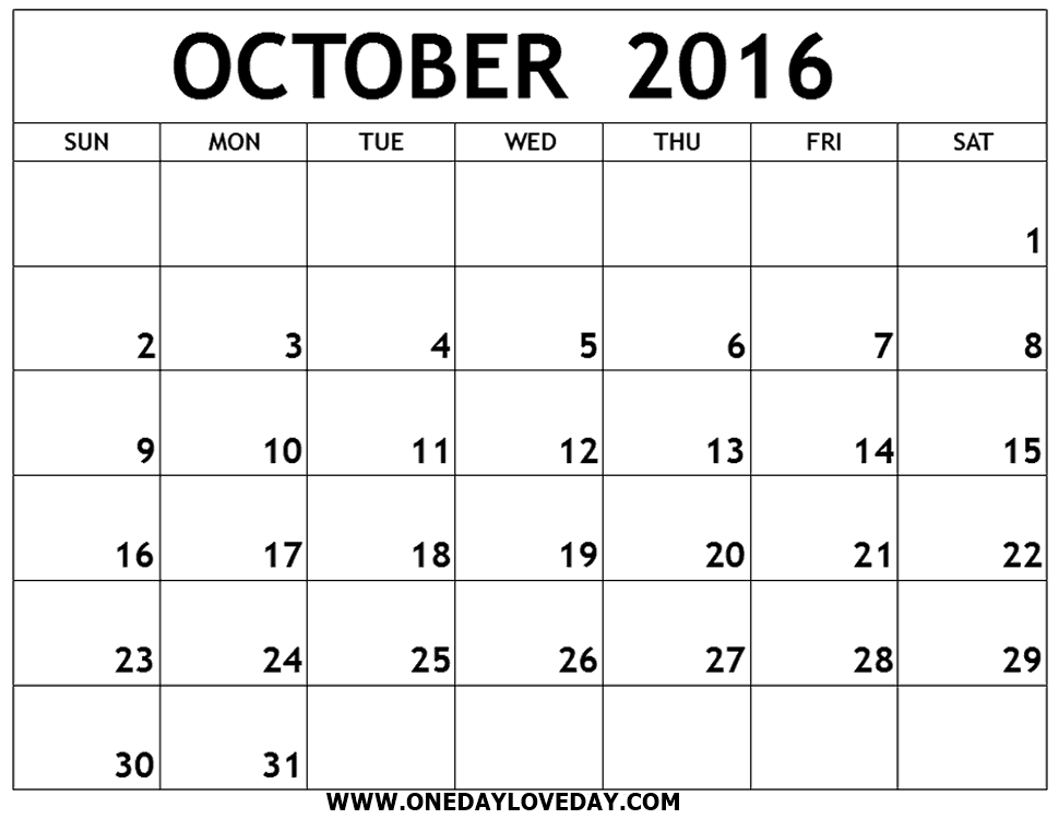 October Printable Calendar Archives