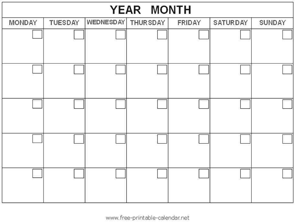 Print A Blank Calendar