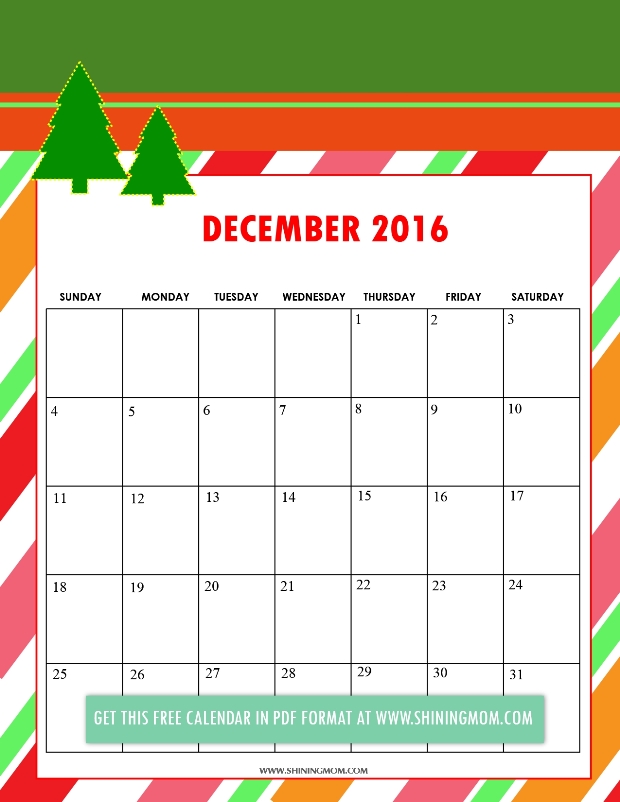 Printable Christmas Calendar 2016
