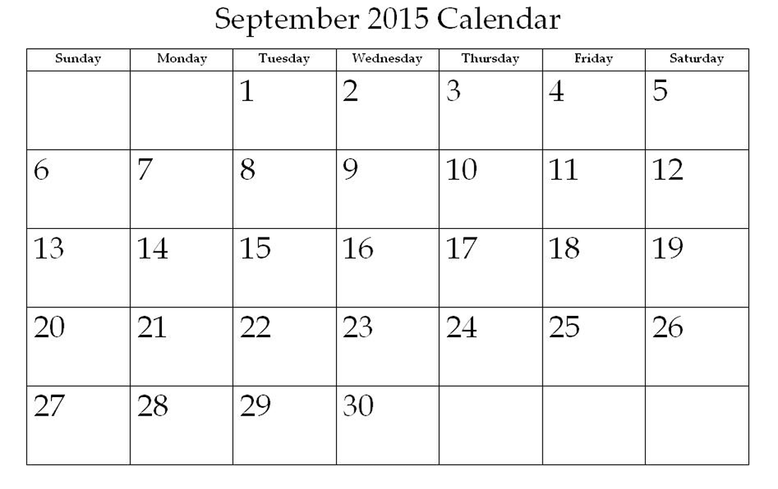 September Calendar For Kids