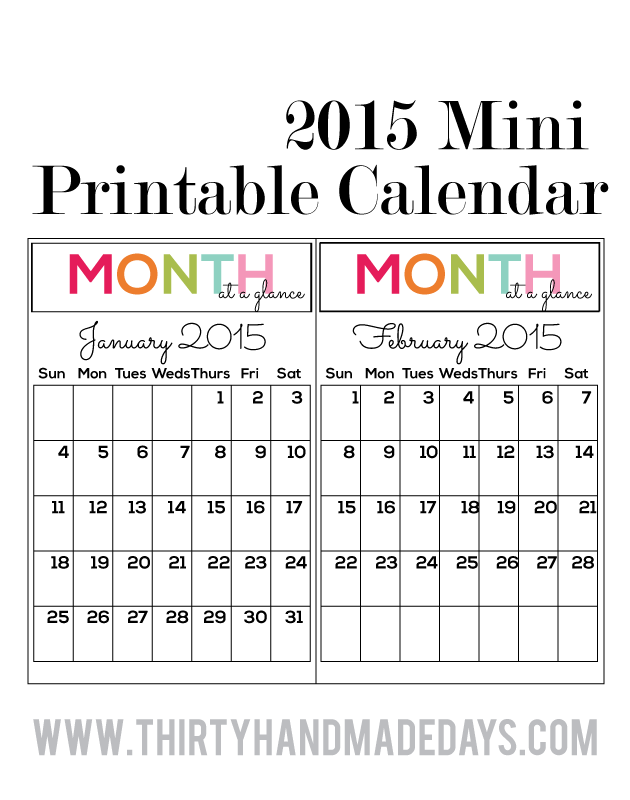 Updated Printable Calendars For 2015
