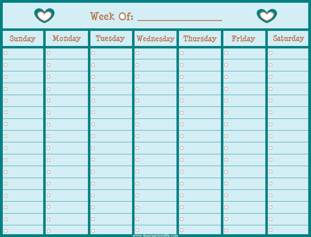 Weekly Printable Calendar