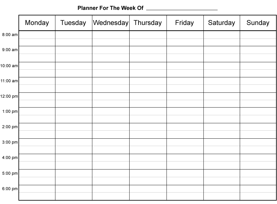 Weekly Printable Calendars