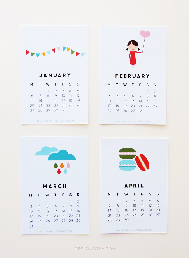 Year Of Colour  Printable Calendar 2014