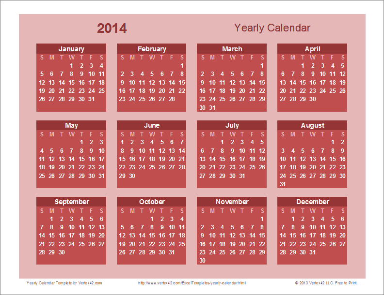 Yearly Calendar Template For 2016 And Beyond