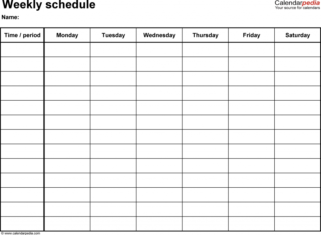 Your Printable Work Week Calendar