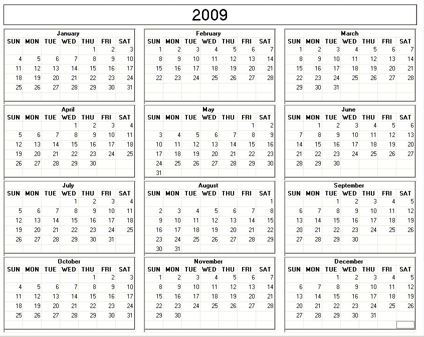 2009 Calendar India