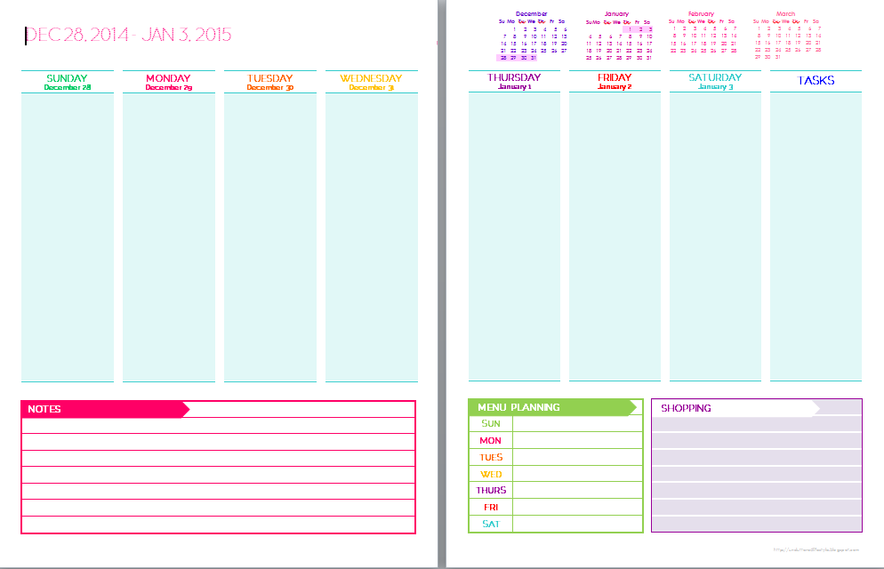 6 Best Images Of 2 Page Weekly 2016 Planner Printables
