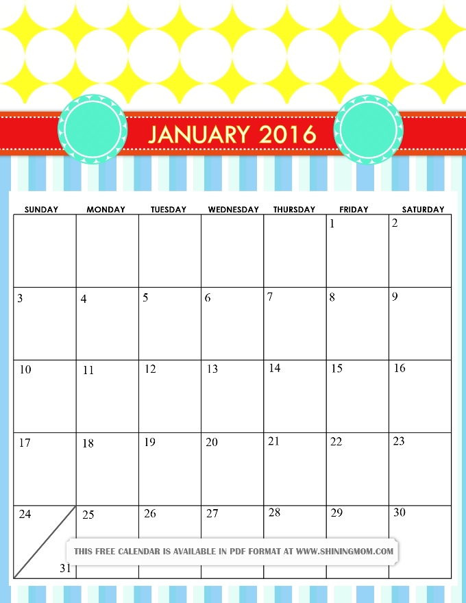 8 Best Images Of Cute Free Printable Calendar Templates 2016