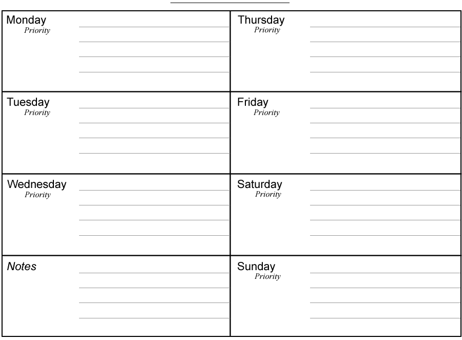 8+ Printable Weekly Calendars