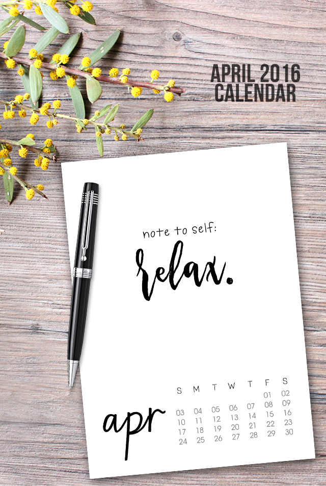 April 2016 Calendar With Inspirational Message