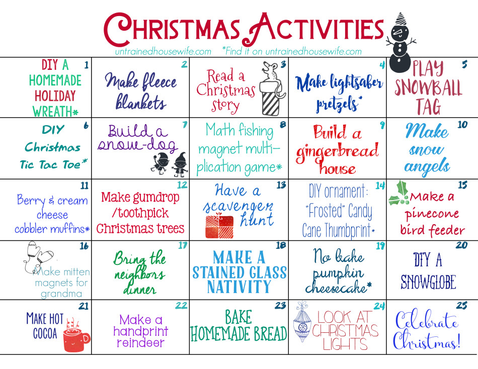 Family Activities Advent Calendar {free Printable!}