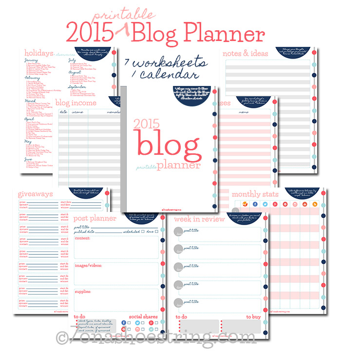 Free Printable 2015 Blog Planner