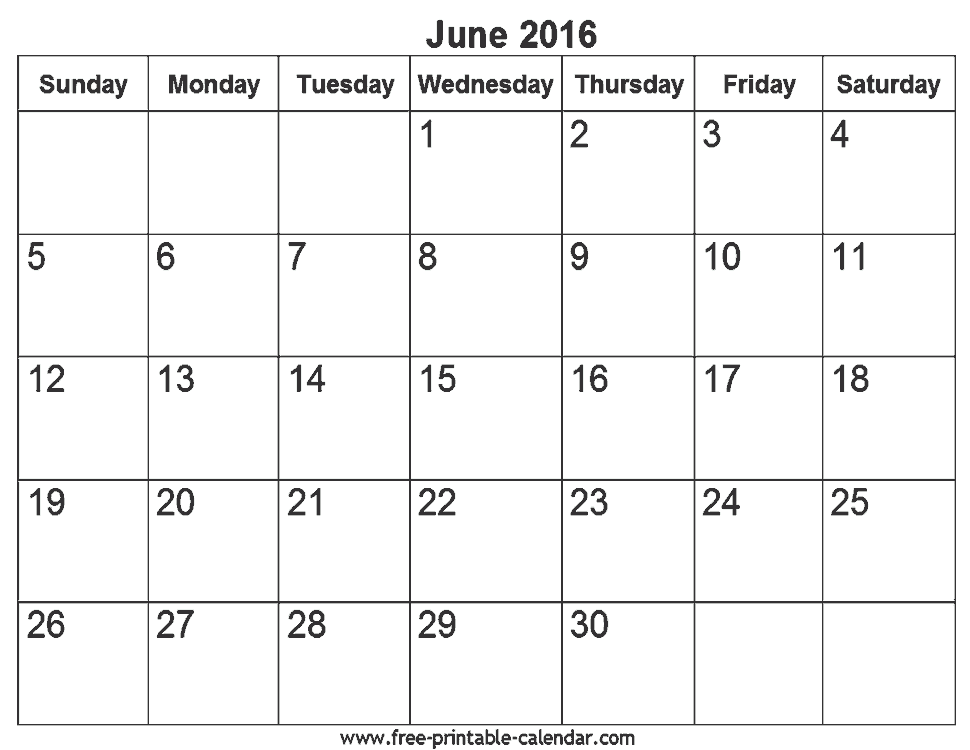 Free Printable Calendars For Free Download   June 2016 Calendar