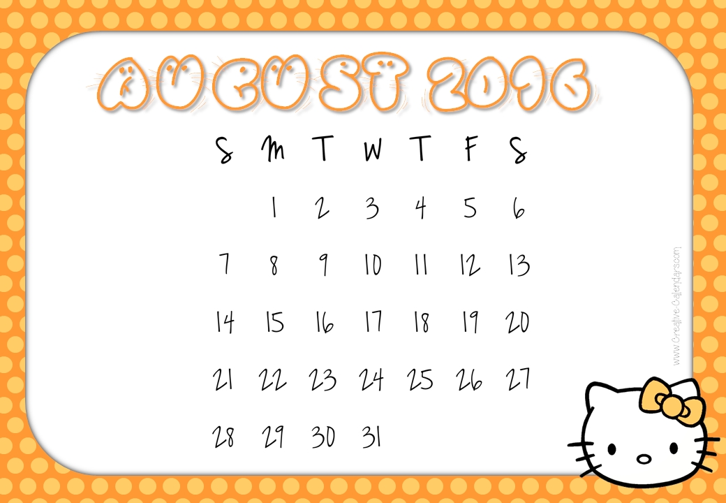 Free Printable Hello Kitty Calendars