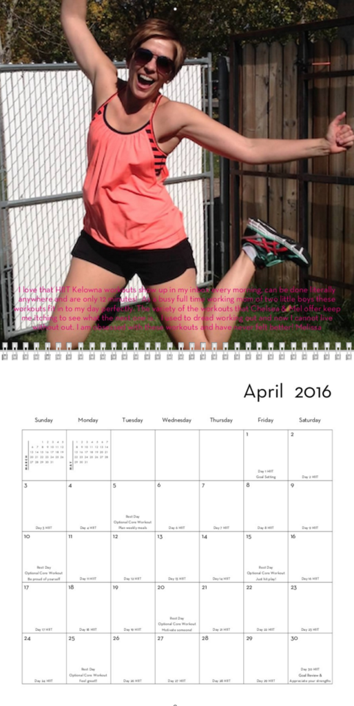 Hiitit Ca 2016 Printable Calendar   Hiitit Ca Daily 12 Minute Workouts