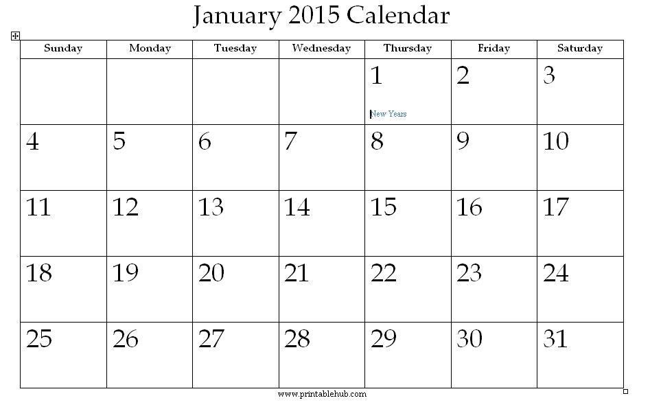 January 2015 Printable Calendar Â« Printable Hub
